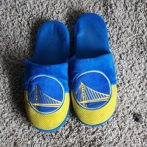 Blue and Yellow Bridge Logo Slippers With GODLEN STATE WARRIORS NBA